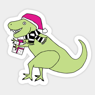 Pink Christmas T-Rex Sticker